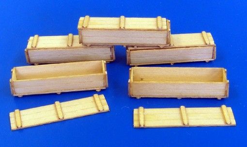 PLS148 - 5 caisses en bois miniatures à assembler et à peindre dimensions 3 x 0,8 x 0,5 cm - 1