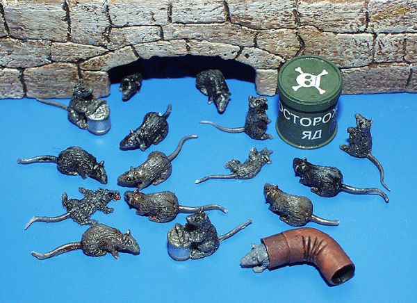 PLS171 - 25 rats miniatures à peindre avec accessoires façade non fournie - 1