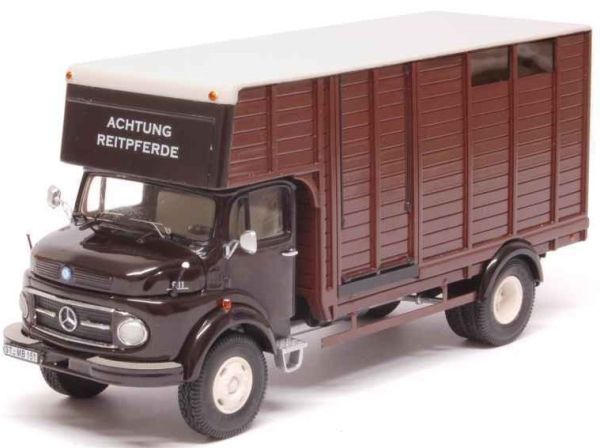 PRX18250 - MERCEDES BENZ L911 noir à caisse marron transport de chevaux - 1
