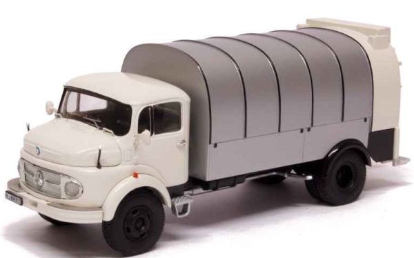 PRX18251 - MERCEDES BENZ L911 blanc benne à ordures grise - 1