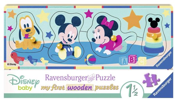 RAV032389 - Puzzle en bois - 5 Pièces - Disney Babies - Mickey et ses amis - 13 x 24 cm - 1