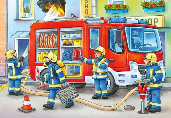 RAV056132 - Puzzle - 12 pièces - Les Pompiers - 19 x 19 cm - 1