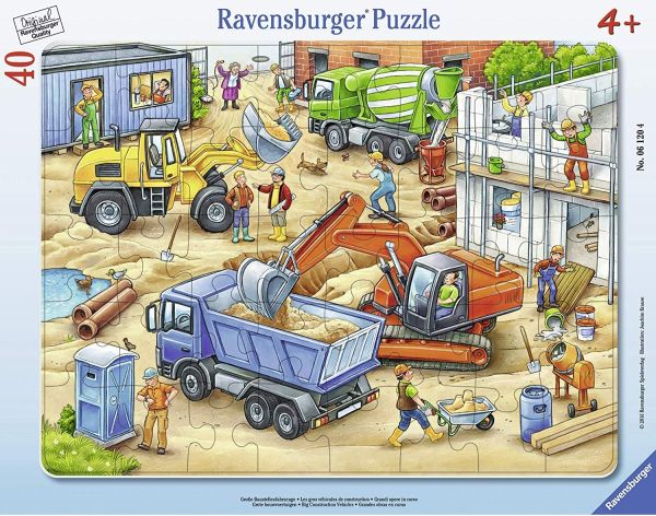 RAV061204 - Puzzle Cadre - 40 Pièces - Les gros véhicules - 30 x 30 cm - 1