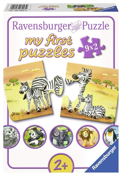 RAV069439 - 9 Puzzles - 2 pièces - Les animaux sauvages - 16 x 25 cm - 1