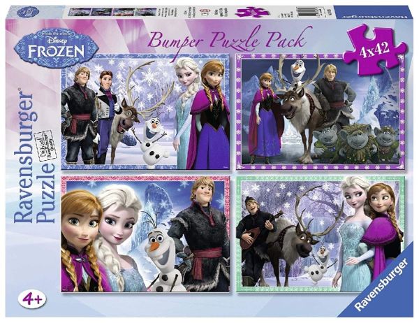 RAV07025 - 4 Puzzles - 42 Pièces - LA REINE DES NEIGES - 36 x 26 cm - 1