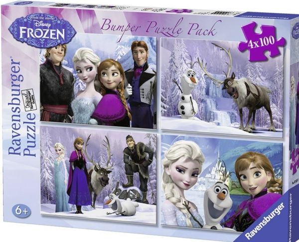 RAV07029 - 4 Puzzles - 100 Pièces - LA REINE DES NEIGES - 36 x 26 cm - 1