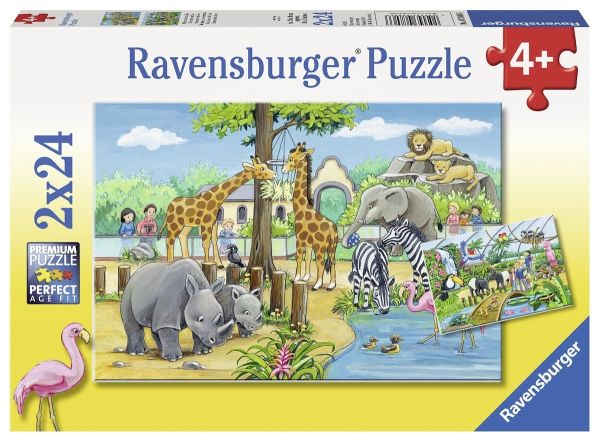 RAV078066 - 2 Puzzles - 24 pièces - Les animaux du Zoo - 1
