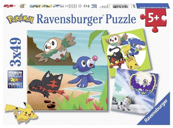 RAV08019 - 3 Puzzles - 49 Pièces - POKEMON - 8 x 8 cm - 1
