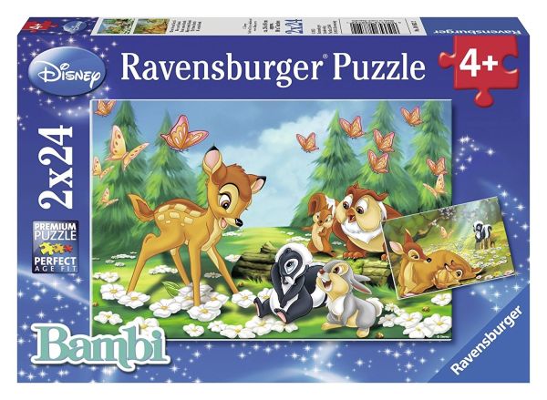 RAV08852 - 2 Puzzles - 24 pièces - Mon ami BAMBI - 26 x 18 cm - 1