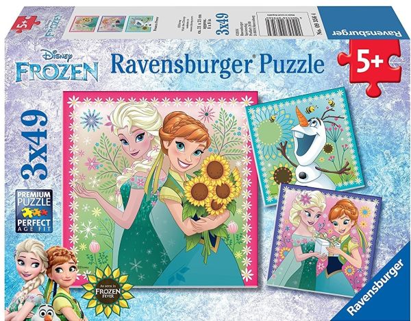 RAV09356 - 3 Puzzles - 49 Pièces - La Reine des neiges - 21 x 21 cm - 1