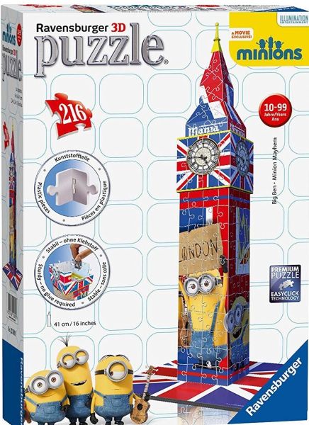 RAV125890 - Puzzle 3D - 216 Pièces - BIG BEN Minions - 1