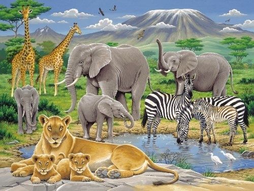 RAV12736 - Puzzle - 200 Pièces - Les animaux d'AFRIQUE - 49 x 36 cm - 1