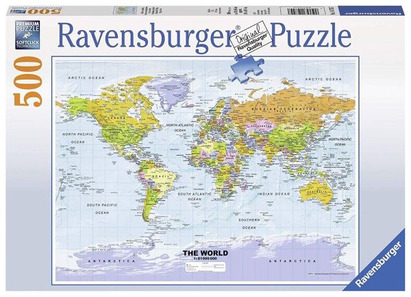 RAV147557 - Puzzle - 500 Pièces - La carte du Monde - 1