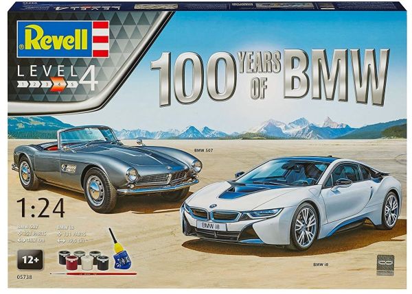 REV05738 - Pack 100 ans BMW avec la 507 cabriolet et la i8 sportive maquette à monter et à peindre - 1