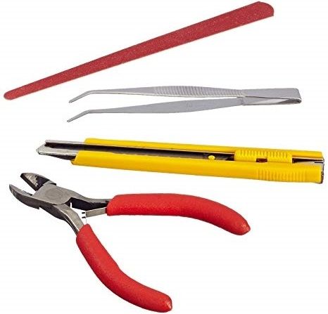 REV29619 - Set de 4 outil pince coupante cutter  lime pince brucelle - 1