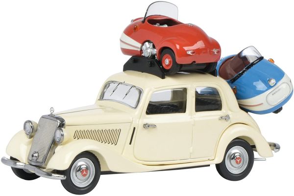 SCH2270 - MERCEDES BENZ 170V avec deux petits kartings Brutsch Mopetta limitée à 1000 exemplaires - 1