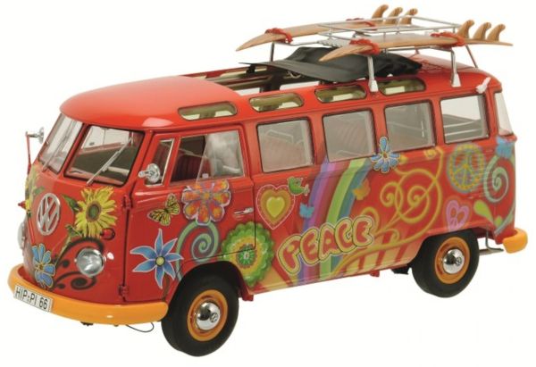 SCH283 - VOLKSWAGEN T1 Samba Hippie avec planches de surf - 1