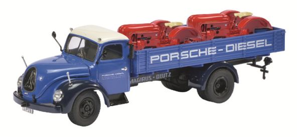 SCH3167 - MAGIRUS S6500 porteur plateau 4x2 avec deux tracteurs PORSCHE diesel - 1
