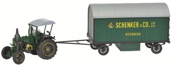 SCH7697 - LANZ BULLDOG avec cabine et remorque dolly SCHENKER & CO - 1