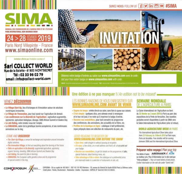 SIMA2019 - 1 Invitation SIMA 2019 - Offerte à partir de 150€ d'achat - 1