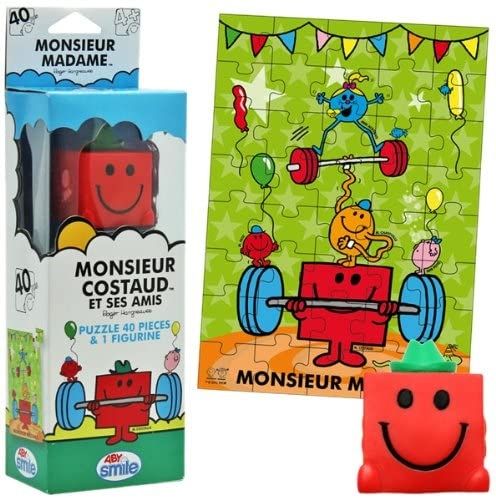 SMIJDP015 - Puzzle 40 Pièces avec figurine Monsieur Costaud et ses amis - 1