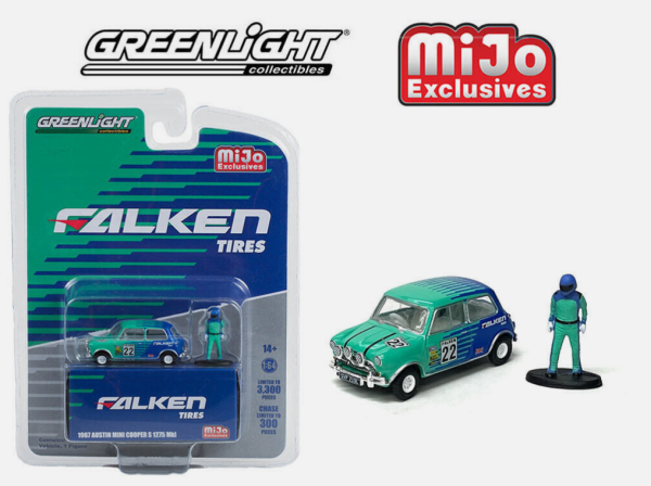 GREEN51454 - AUSTIN Mini cooper S 1275 de 1967 #22 - Falken tires - figurine incluse - 1