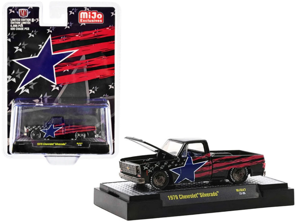 M2M-31500MJS47 - CHEVROLET Silverado Pick-up stars et stripes 1979 noir, rouge et bleu - 1