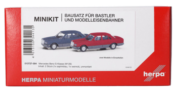 HER013727-004 - MERCEDES BENZ Class S W126 bleu et rouge - 2 pièces à assembler - 1