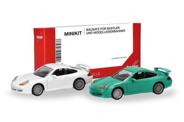 HER014083 - PORSCHE 911 GT3 996 blanc et vert - 2 pièces à assembler - 1