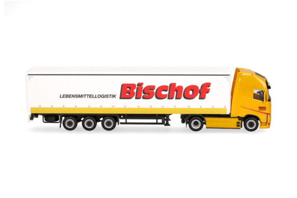 HER319348 - VOLVO FH GL XL electric 4x2 avec remorque rideaux avec hayon 3 essieux BISCHOF - 1