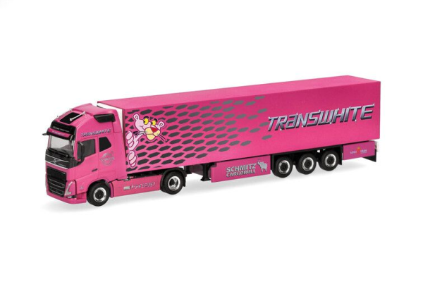 HER319836 - VOLVO FH GL XL 2020 4x2 avec remorque 3 essieux TRANSWHITE - PINK PANTHER - 1