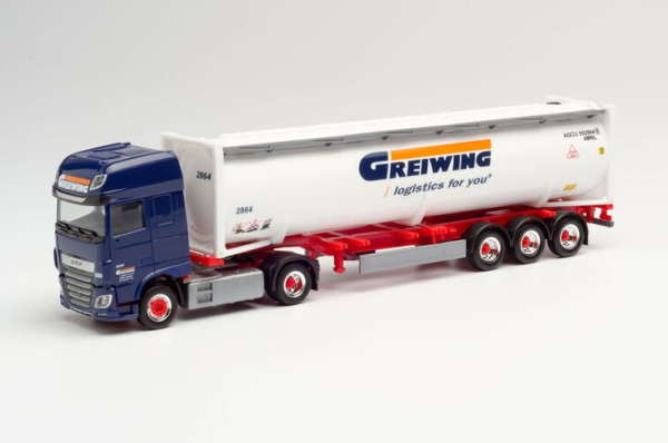 HER312004 - DAF XF SSC 4x2 avec porte container et container citerne 3 Essieux GREIWING - 1