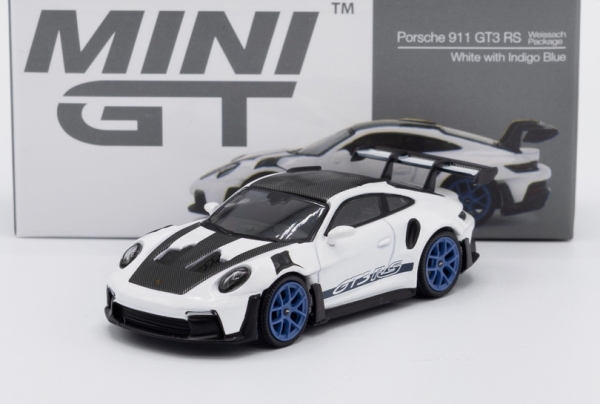 MGT00853-L - PORSCHE 911 992 GT3 RS Weissach package blanc avec jantes bleues indigo - 1