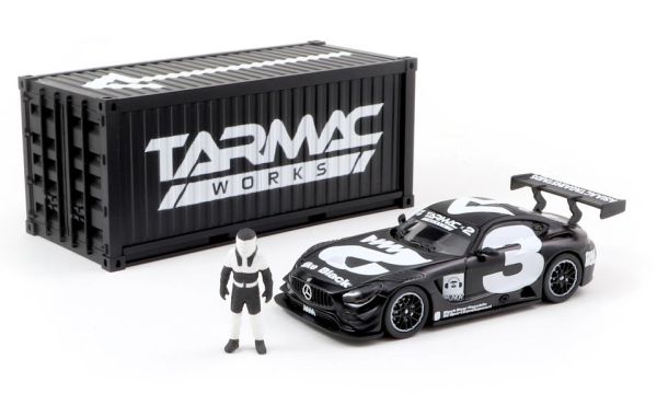 T64-008-4A3W - MERCEDES AMG GT3 #3 2018 avec container et figurine Noir et Blanc - 1