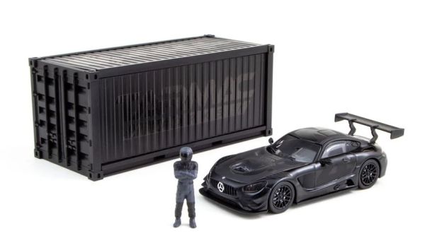 T64-008-4A4B - MERCEDES AMG GT3 #4 2018 avec container et figurine Noir - 1