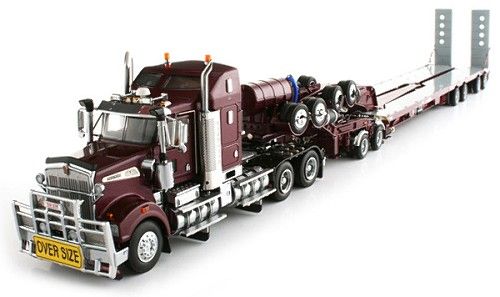 TWH09005B - KENWORTH T908 Avec porte engins Drake 2+4 essieux Burgundy - 1