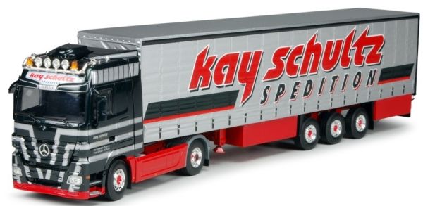 TEK62372 - MERCEDES BENZ ACTROS LH MP3 4x2 avec semi bachée Tauliner 3 essieux Kay Schultz - 1