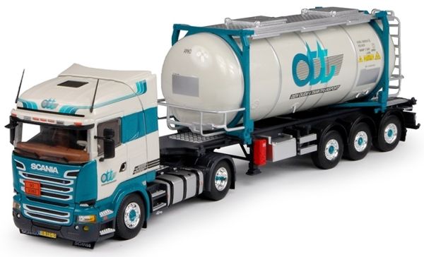 TEK68700 - SCANIA R Streamline 4x2 et remorque porte container avec container citerne DEN OUDEN - 1