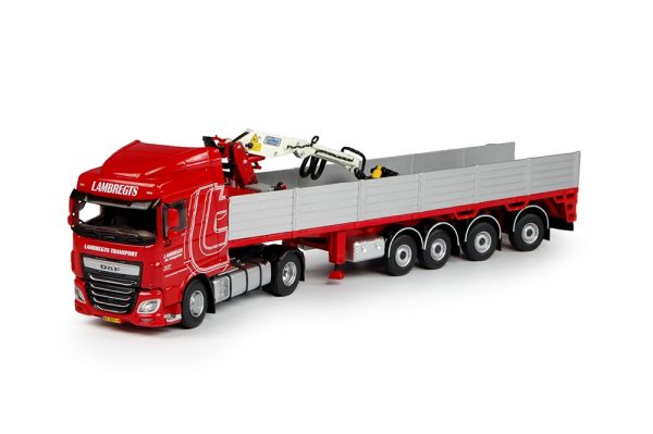 TEK69587 - DAF XF106 SC 4x2 Avec semi plateau 3 essieux et grue de chargement LAMBREGTS - 1