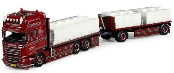 TEK72856 - SCANIA R6 Topline P+R 6x2 JAMI porteur plateau avec bac transport de poisson et remorque - 1