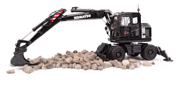 Miniature Pelle sur pneus KOMATSU PW148-10 Black Edition 500