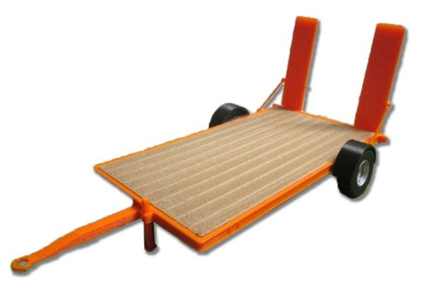 UM162ORANGE - Plateau surbaissé 1 essieux avec rampes en kit à assembler orange - 1