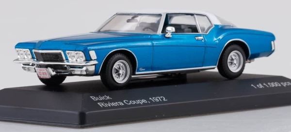 WBX199 - BUICK Riviera coupé 1972 bleue toit blanc - 1