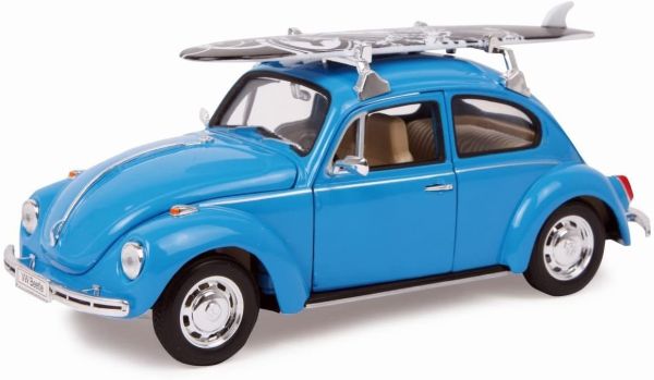 WEL22436SB-W - VOLKSWAGEN Beetle 1959 bleue avec planche de surf - 1