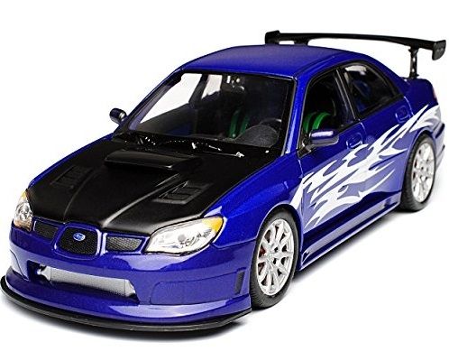 WEL22487WA - SUBARU Impreza Sti R 2010 version tunning bleue capot noir avec flames blanches - 1
