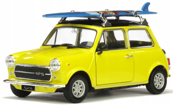 WEL22496SB-W - MINI COOPER 1300 1970 jaune avec planche de surf - 1