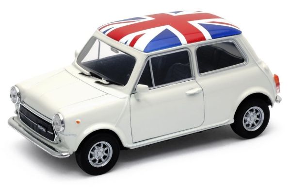 WEL22496UK-W - MINI COOPER 1300 blanche avec drapeau anglais sur le toit - 1