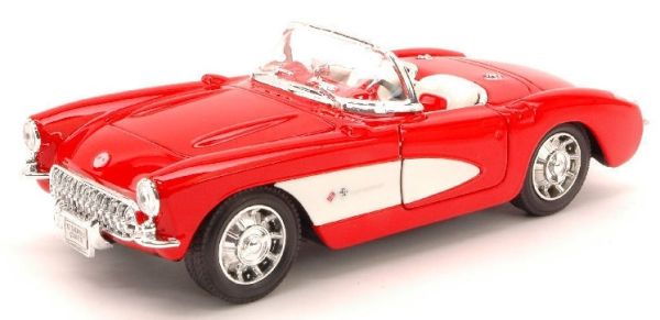 WEL29393W - CHEVROLET Corvette 1957 cabriolet ouvert rouge flancs blancs - 1