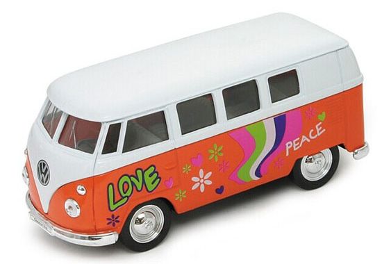 WEL701229BO - VOLKSWAGEN mini bus blanc orange 1962 peace and love - 1