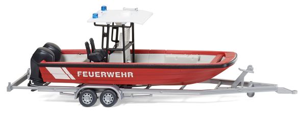 WIK009547 - Bateau d'intervention rapide pompier MZB 72 Lehmar avec remorque de transport 2 essieux - 1